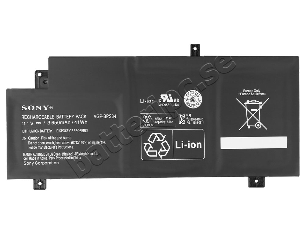 41Whr 3650mAh Sony Vaio SVF14A14CXB Original Batterier