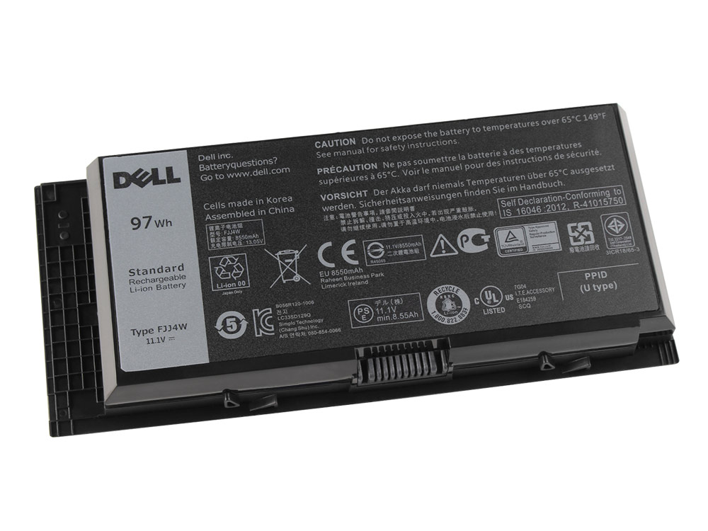 Original Batterier Dell Precision M6800-5368 97Wh - Klicka på bilden för att stänga