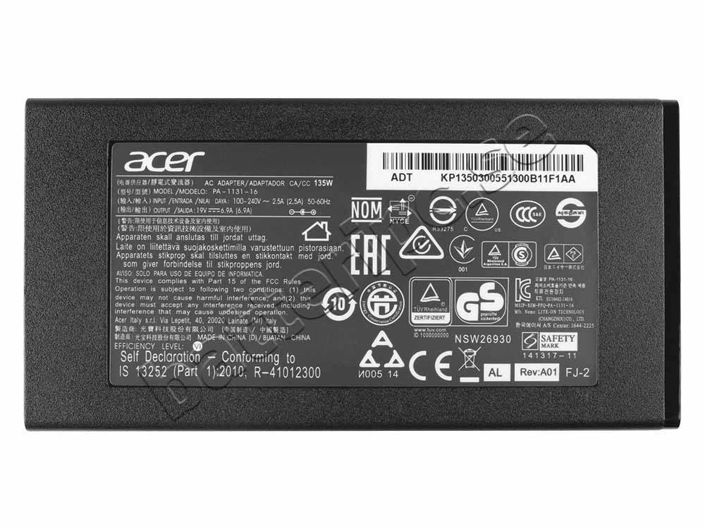 135W Acer ADP-135KB T Original AC Adapter Laddare