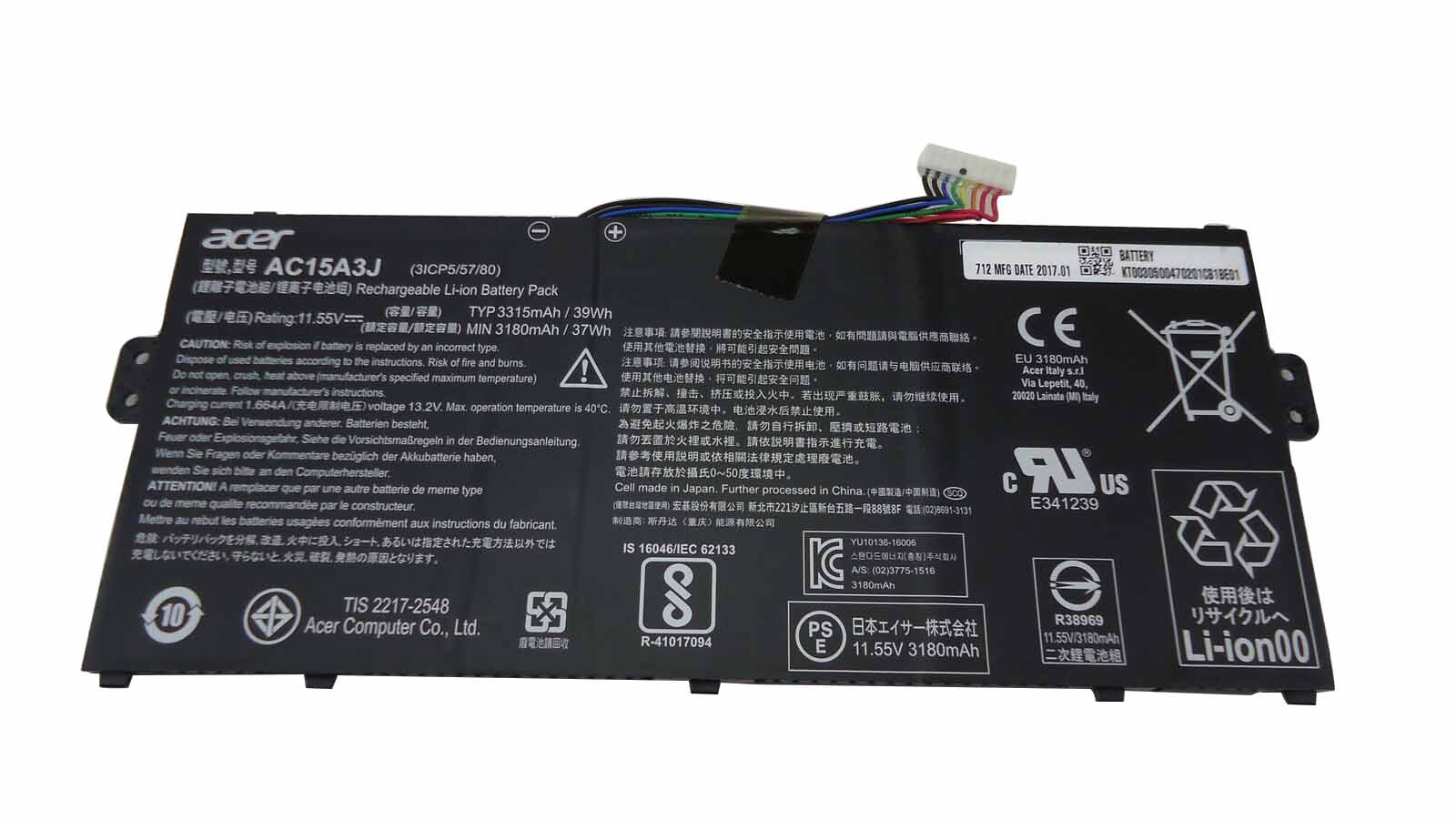 3315mAh 39Wh Batterier Acer Chromebook 11 CB311-8HT