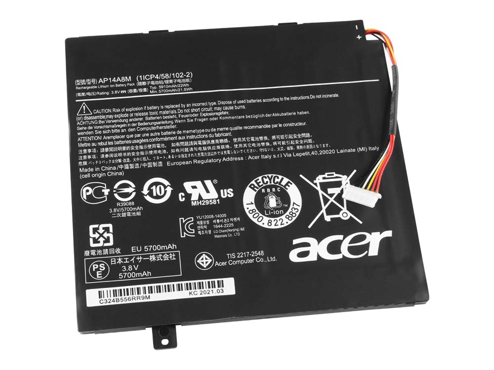 22Whr 5910mAh Batterier Acer Iconia Tab 10 A3-A20-K1AY A3-A20-K7NL