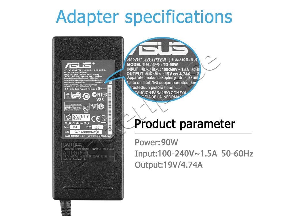 Adapter Laddare Original Asus ADP-90CD DB EXA0904YH 90W + Kabel