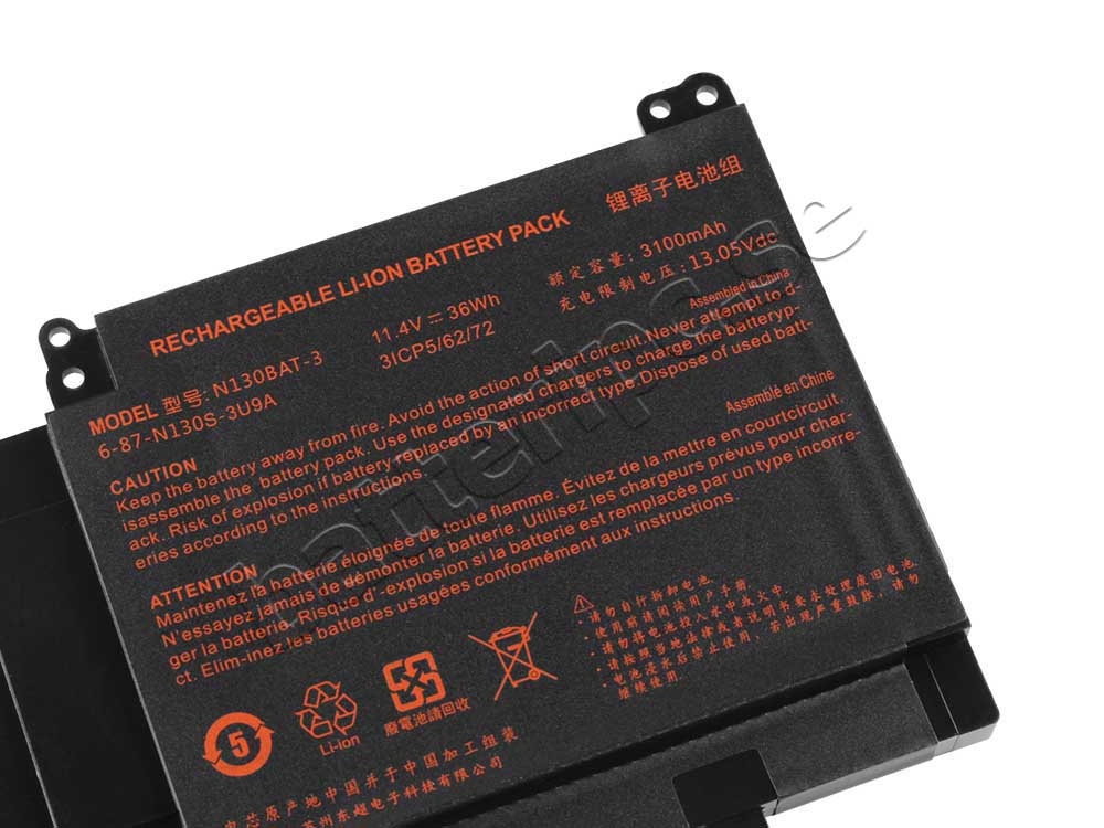 Batterier Clevo N141ZU N150CU N150ZU 3100mAh 36Wh