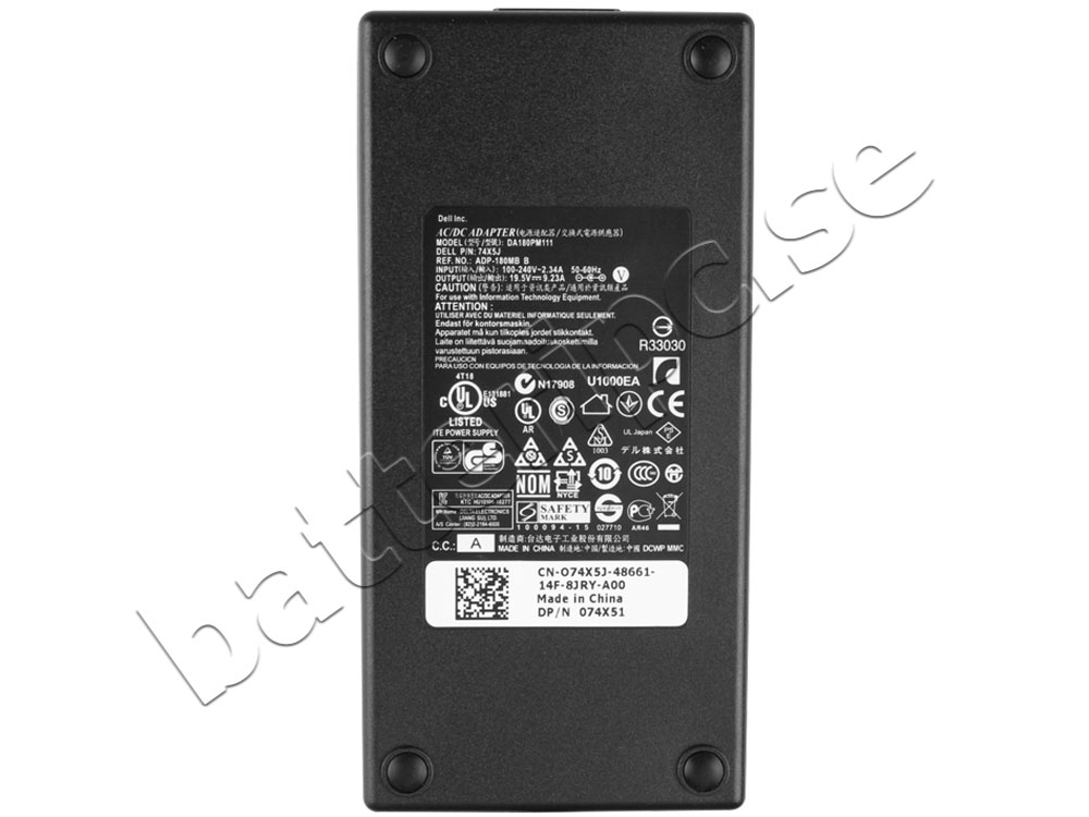 180W Dell 331-1465 Original AC Adapter Laddare