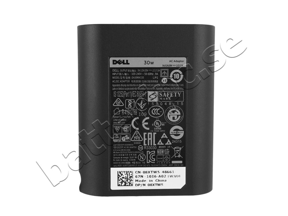 30W USB-C Dell FTHM3 RDYGF AC Adapter Laddare