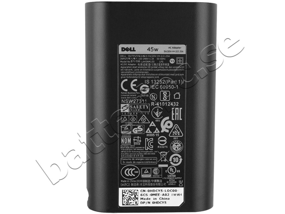 45W USB-C Dell XPS 13 7390 2-in-1 P103G P103G001 AC Adapter Laddare