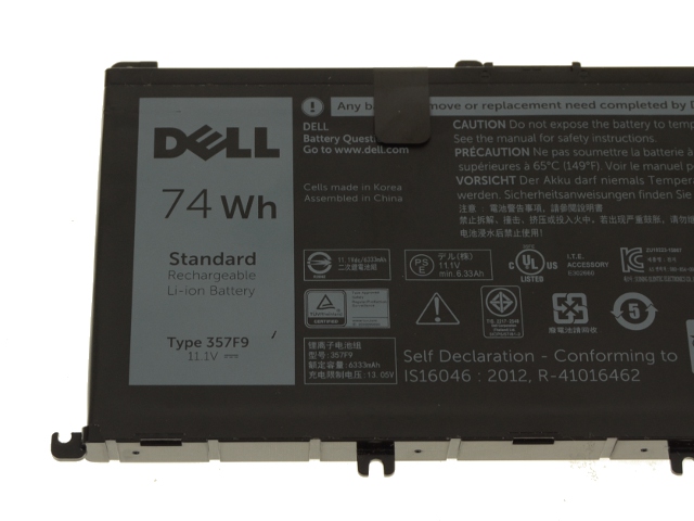 Original 74Wh Dell 357F9 Batterier