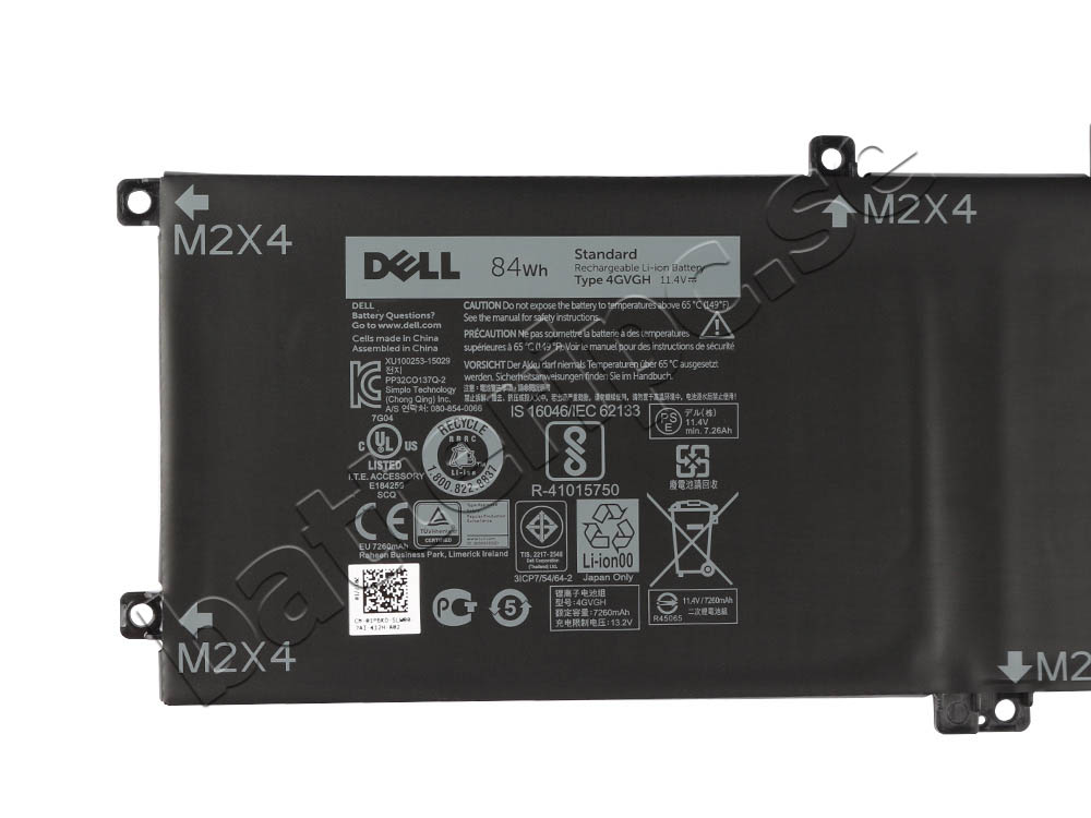 Original Batterier Dell XPS 15 9550-7633 84Wh 7600mAh