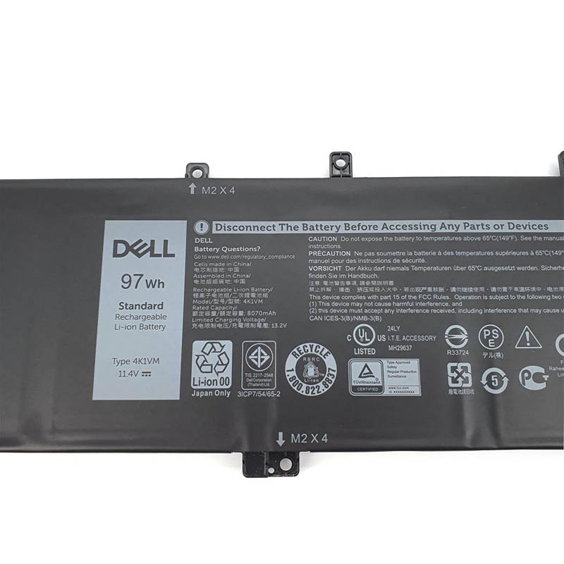 Original Batterier Dell 0W62W6 4K1VM 9TM7D 8070mAh 97Wh