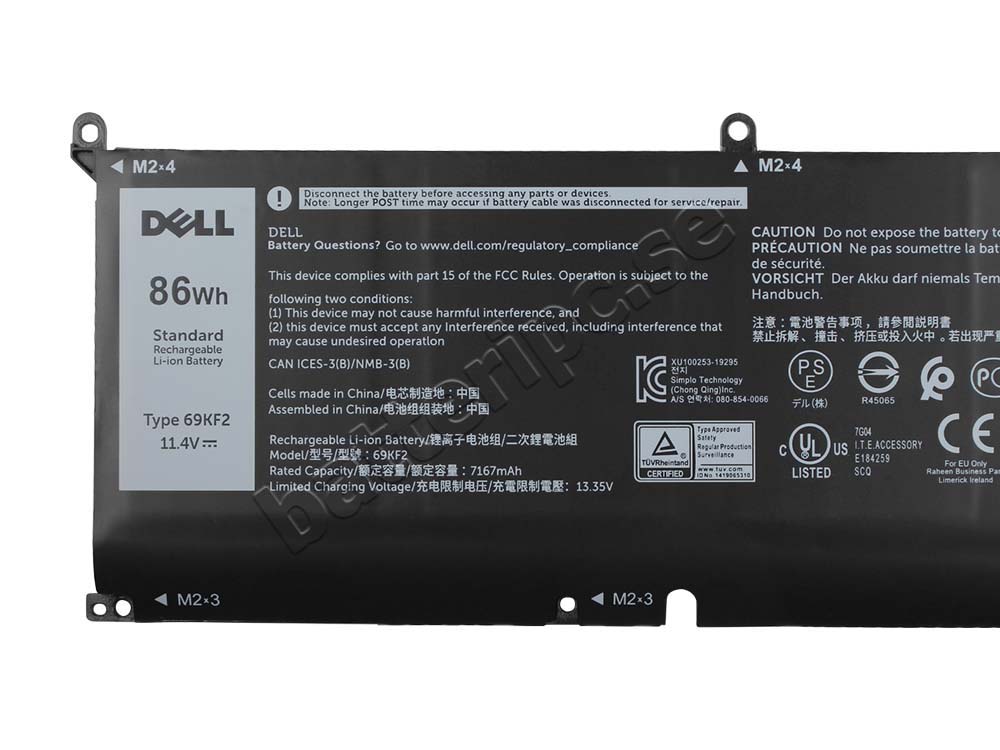 Original Batterier Dell XPS 15 9510 7167mAh 86Wh