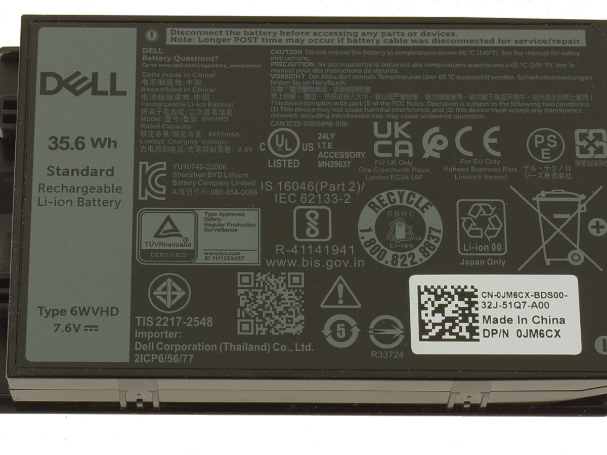 Original Batterier Dell Latitud 7230 Rugged Extreme T06H T06H001 4457mAh 35.6Wh