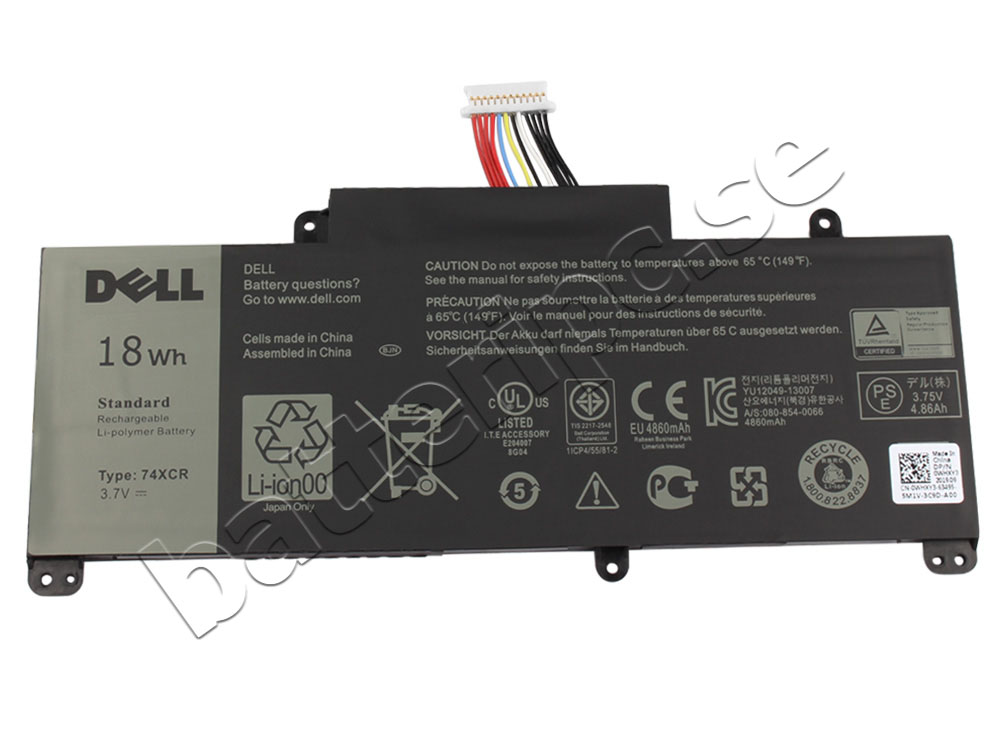 Original 18Wh Batterier Dell 074XCR 74XCR