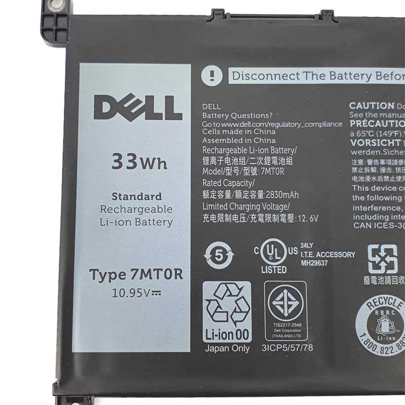 Original Batterier Dell 7MT0R 7MTOR DN33X RDNP5 2830mAh 33Wh