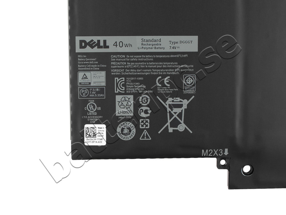 5400mAh 40Wh Batterier Dell XPS 11S 11D-2508T