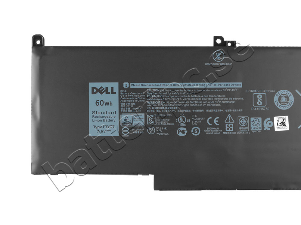 60Wh Original Batterier Dell F3YGT 0F3YGT 2X39G