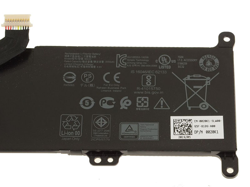 Original Batterier Dell 0020K1 MJMVV NXX33 3500mAh 28Wh