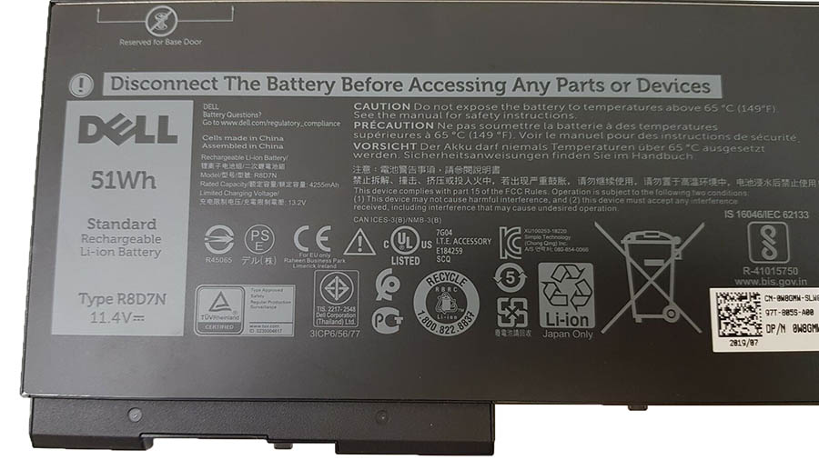 Original Batterier Dell W8GMW 0W8GMW 4255mAh 51Wh