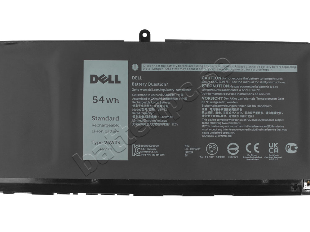 Original Batterier Dell Vostro 15 3510 P112F001 3600mAh 54Wh