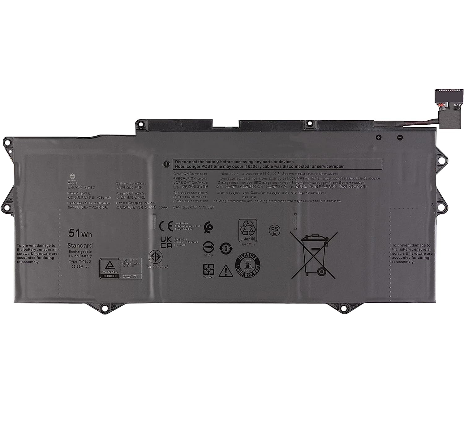 Original Batterier Dell XPS 13 9315 P153G P153G001 4415mAh 51Wh