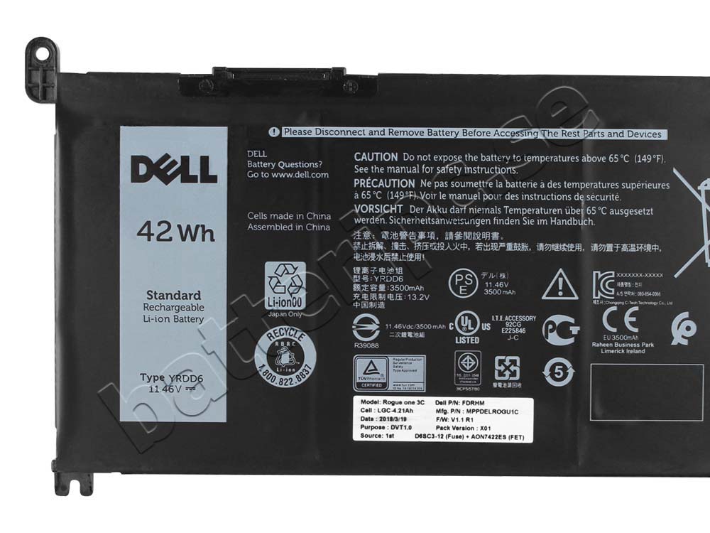 Original Batterier Dell Vostro 3405 P132G P132G002 3500mAh 42Wh