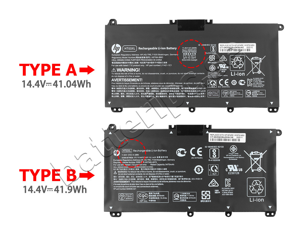 Original Batterier HP HT03XL 3470mAh 41.9Wh