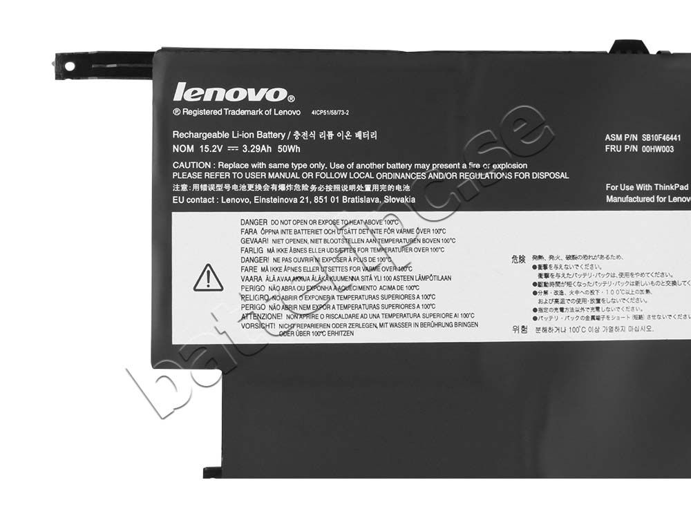 50Whr Batterier Lenovo SB10F46441 00HW003