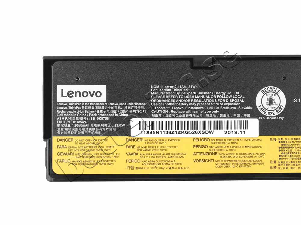 2100mAh 24Wh Batterier Lenovo 01AV422 SB10K97579