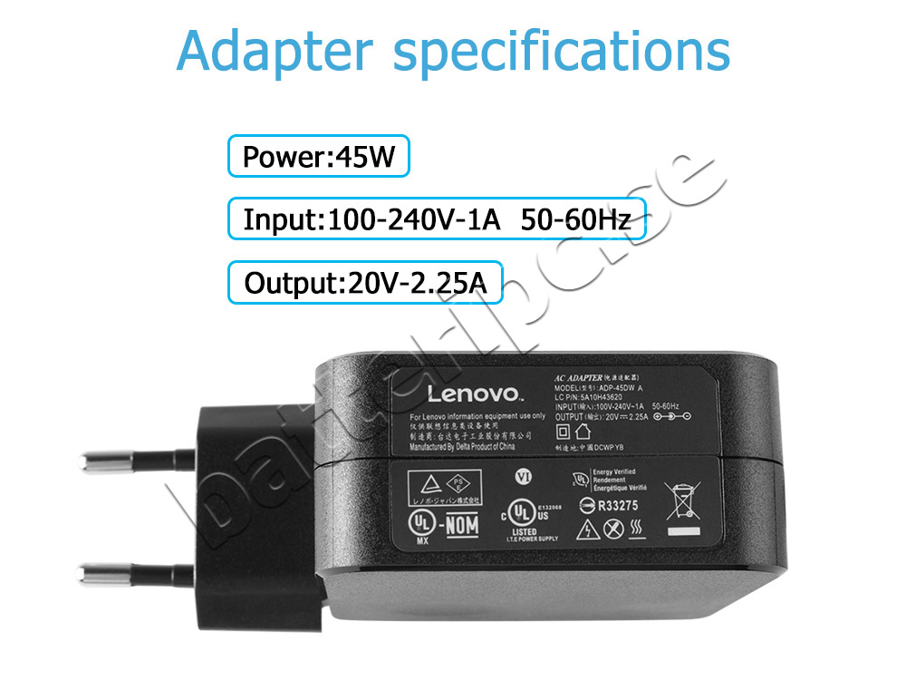 Adapter Laddare Original Lenovo ADP-45DW 45W + Kabel