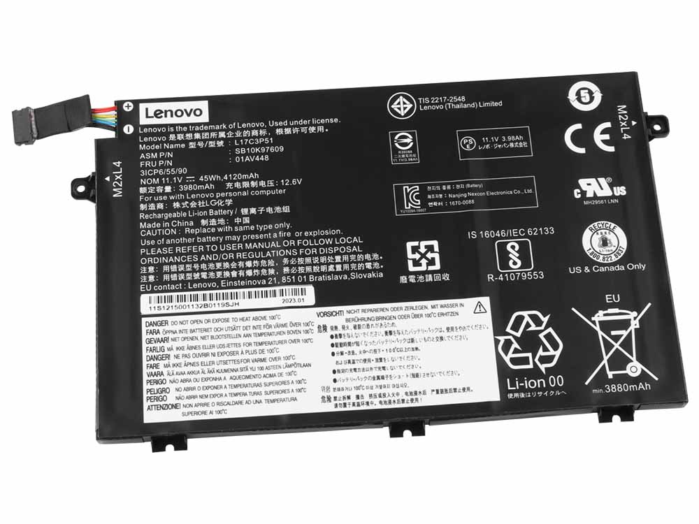 Original 4050mAh 45Wh Lenovo 01AV447 Batterier