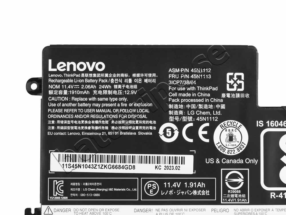 24Whr Batterier Lenovo ThinkPad X250 20CM 20CL