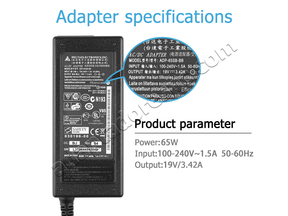 65W AC Adapter Laddare MSI PS42 8RB