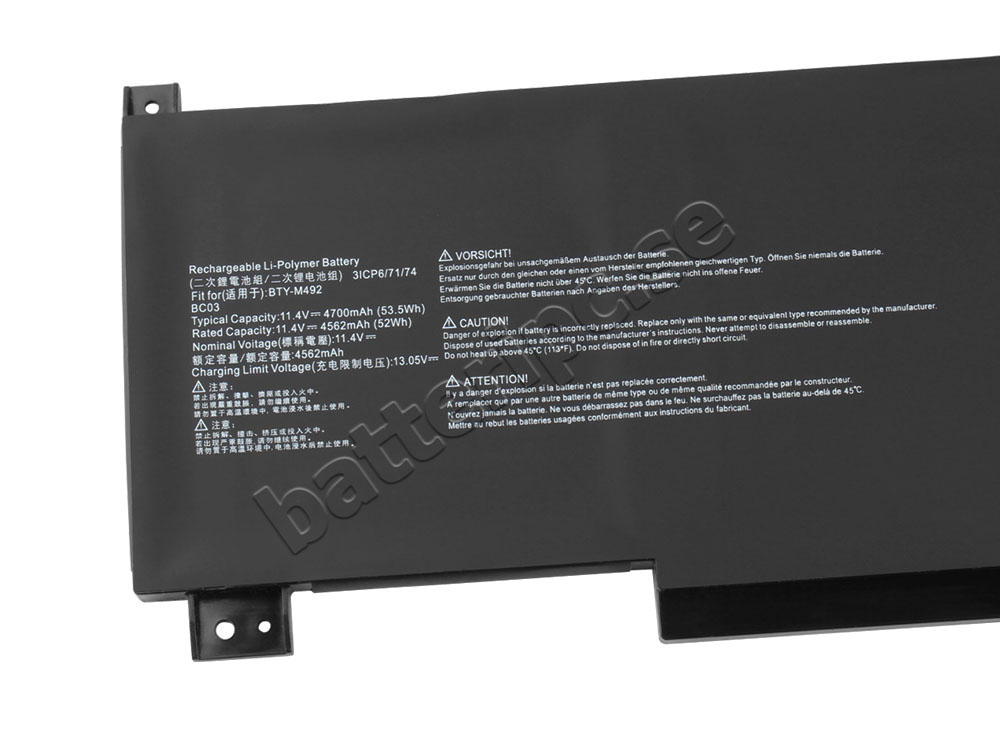 Batterier MSI Creator M16 B13VE-465FR 4700mAh 53.5Wh