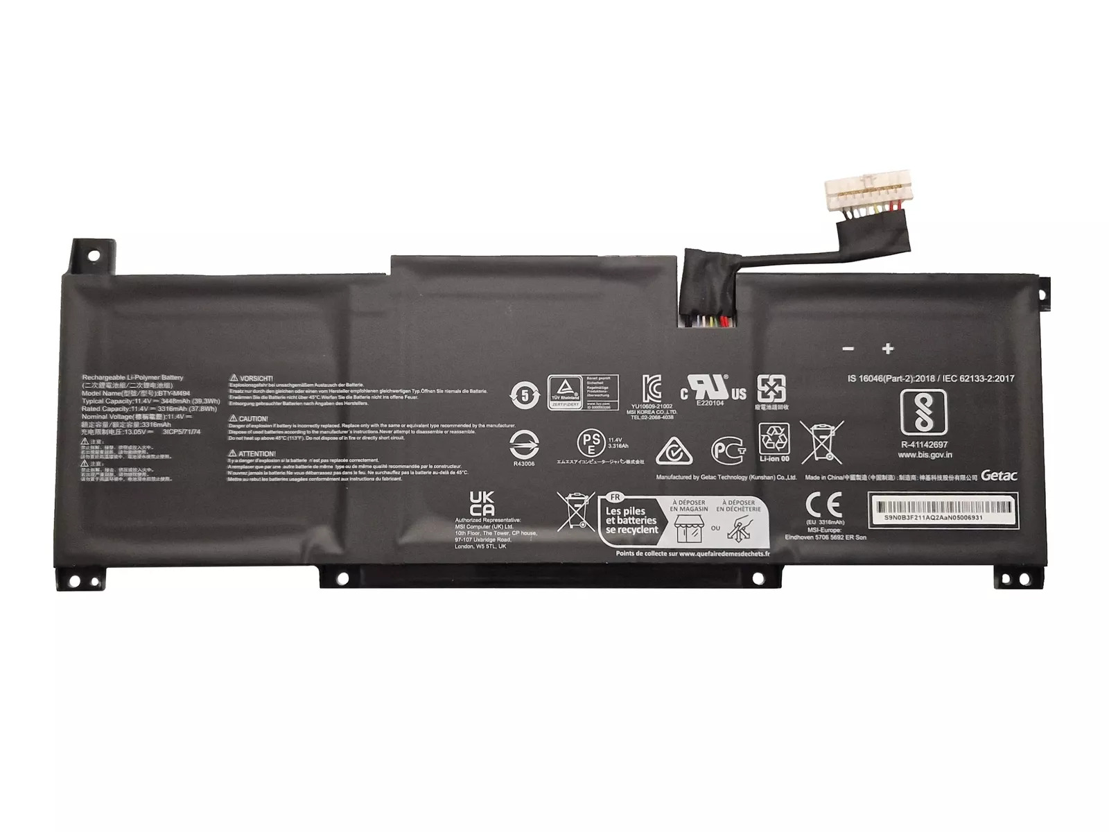 Batterier MSI BTY-M494(3ICP5/71/74) 39.3Wh