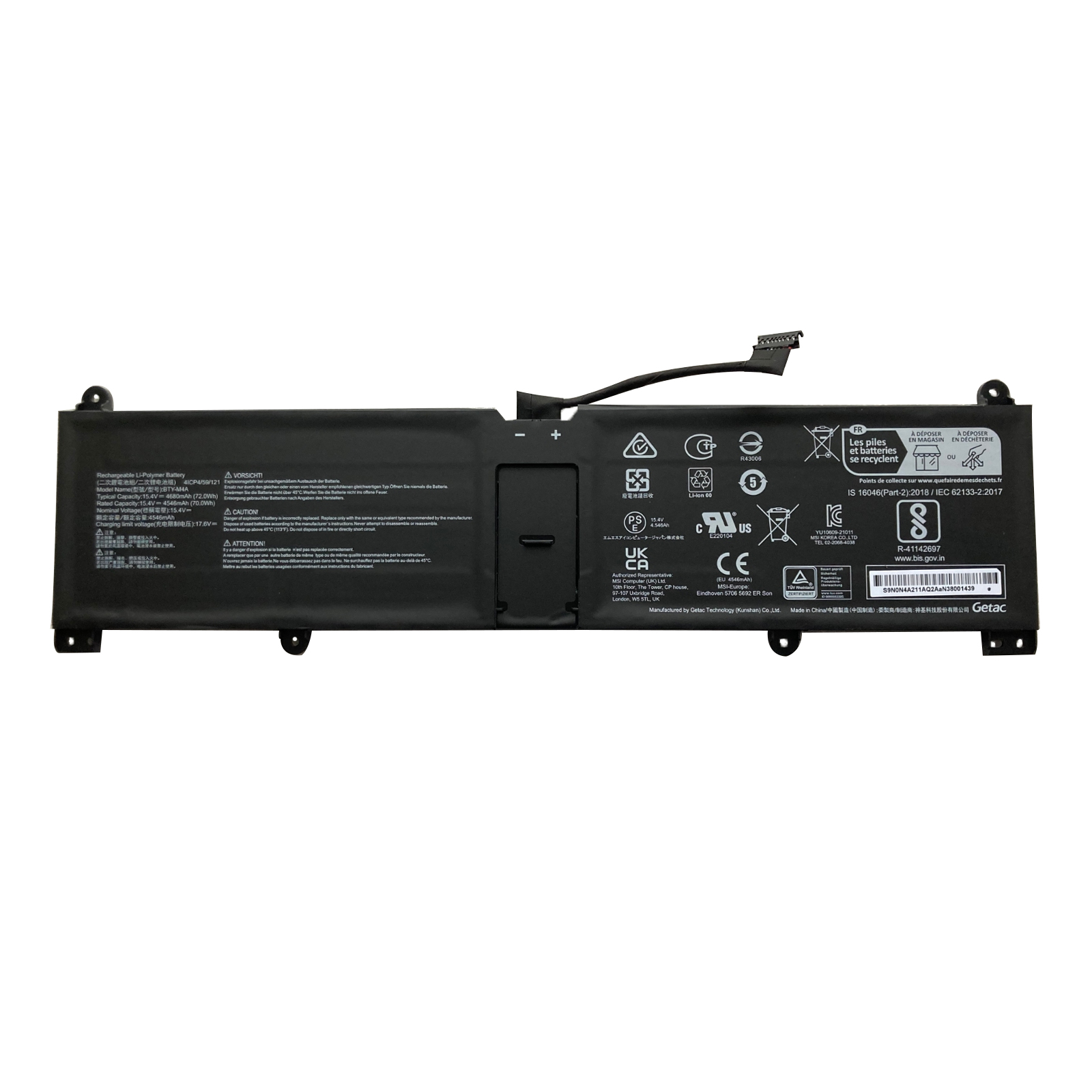 Batterier MSI 9S7-14K111-014 4650mAh 72Wh