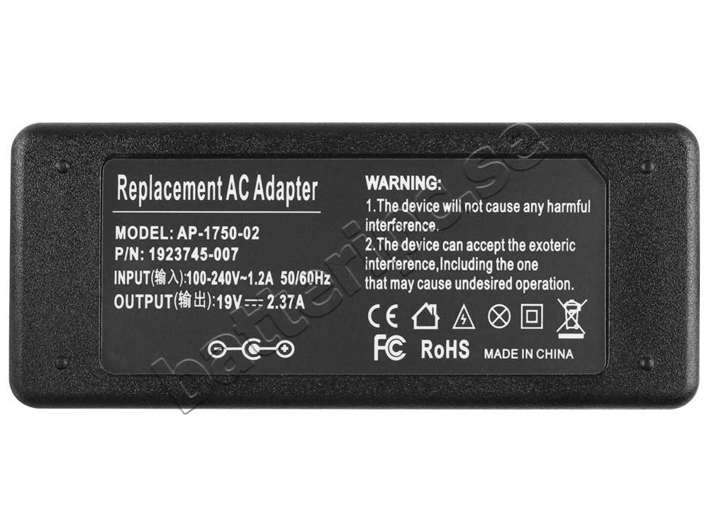 45W AC Adapter Laddare Medion Akoya P2212T MD 99360 MD99360 11.6