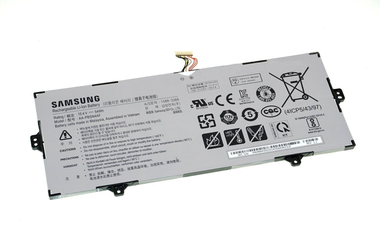 Original Batterier Samsung Galaxy Book Mystic Silver NP750XDA-KD1IT 3530mAh 54Wh - Klicka på bilden för att stänga