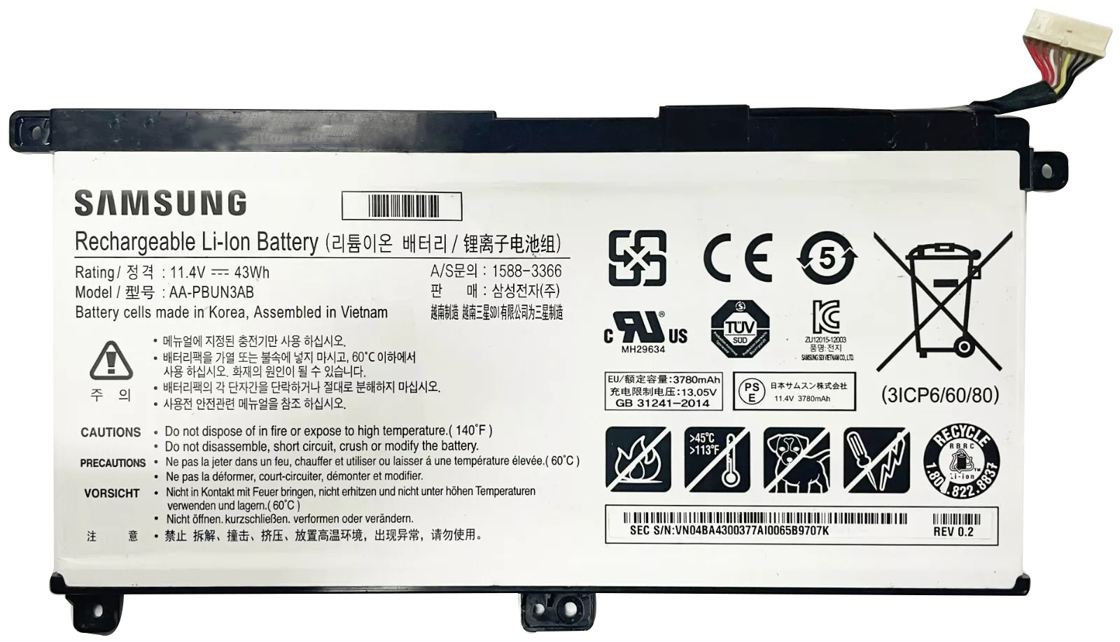 Original Batterier Samsung 300E4M series 3780mAh 43Wh