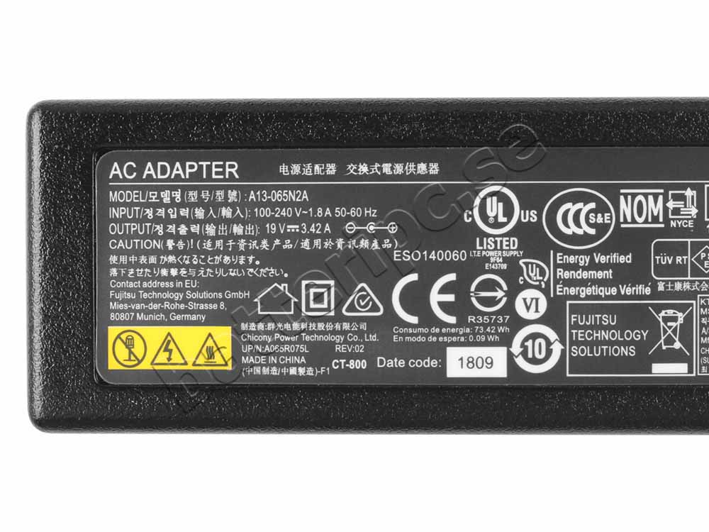 Original 65W AC Adapter Laddare Fujitsu LIFEBOOK AH564 E754 E744