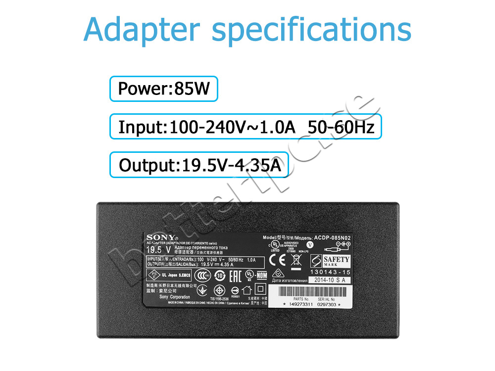 85W Adapter Laddare Sony R480B R470B R430B R420B + Kabel