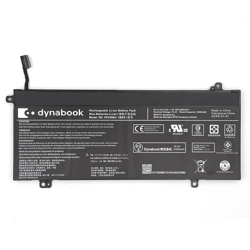 Original Batterier Toshiba Dynabook PA5366U-1BRS 2480mAh 38.1Wh