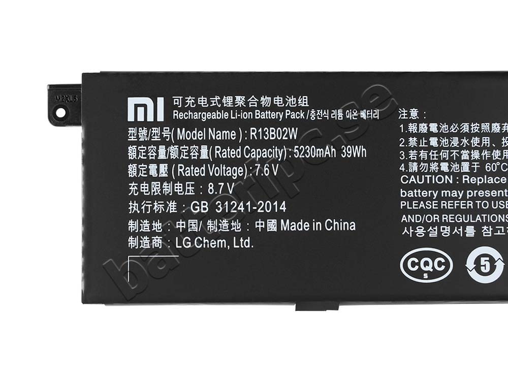 Batterier Xiaomi 161301-01 161301-07 5107mAh 39Wh